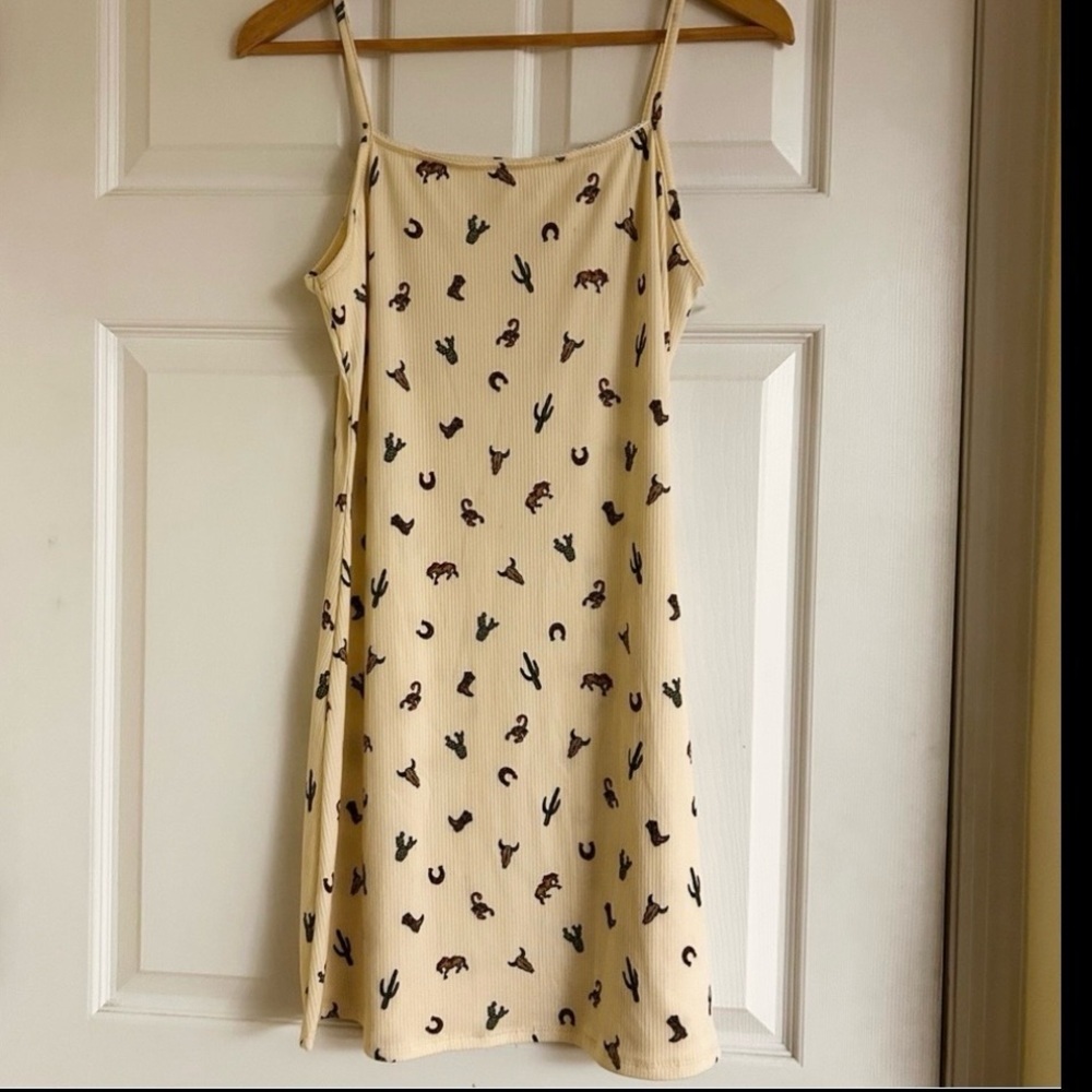 SEE YOU MONDAY Cream Cactus Print Slip Dress